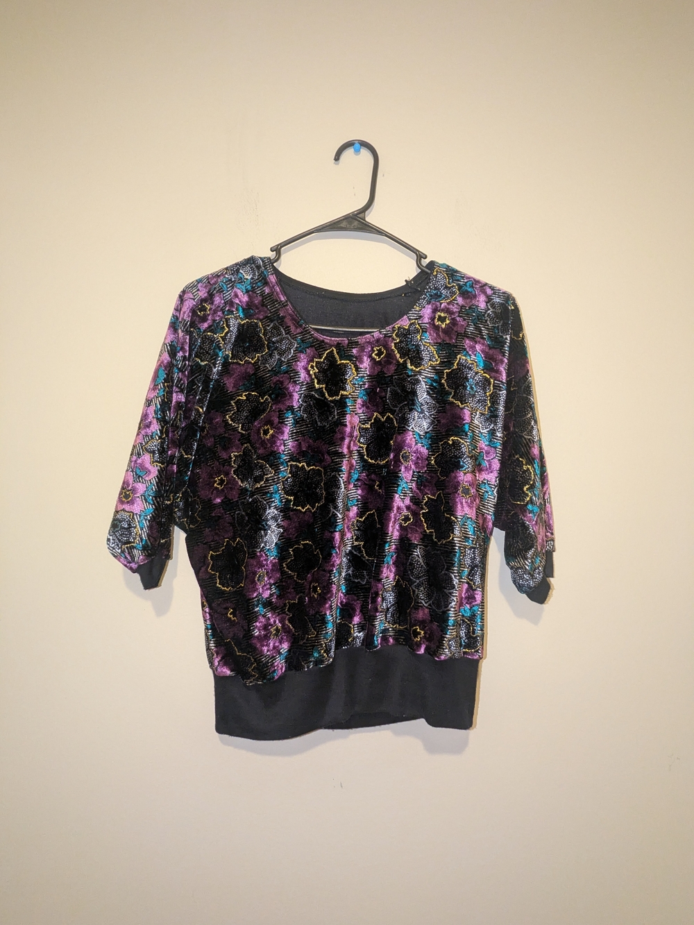 Velvet Whimsigoth Floral Short Sleeve Top